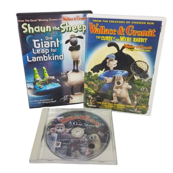 Lot of 3 DVDs Wallace & Gromit Were-Rabbit Close Shave Shaun the Sheep Collector - Picture 13 of 13
